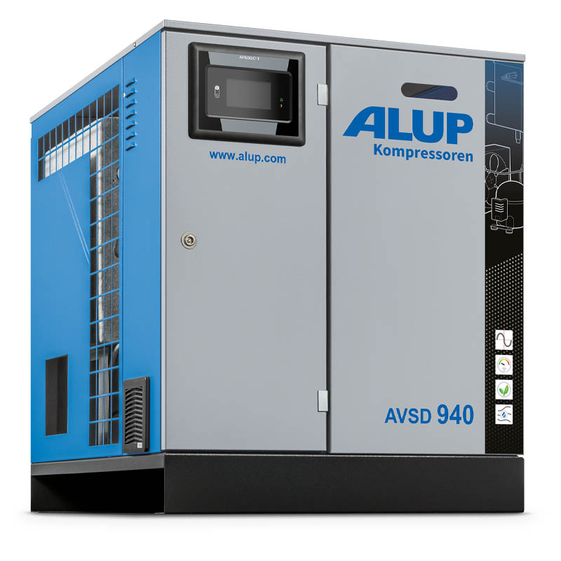 Osuszacz zmienoobrotowy firmy Alup w kolorze niebieskim