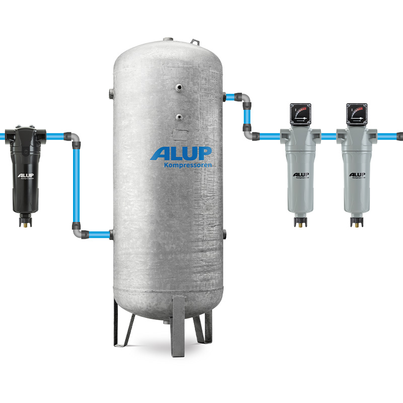 Osuszacz i filtr firmy ALUP z podłączeniem pneumatycznym wraz z rurkami